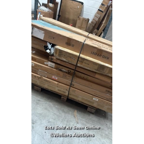 1003 - PALLET OF MIXED FLAT PACKED FURNITURE / SEE IMAGES FOR CONTENTS AND CONDITION / COLLECTION FROM DART... 