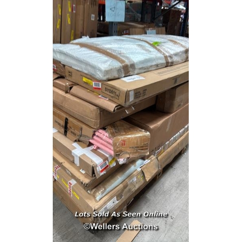 1006 - PALLET OF MIXED FLAT PACKED FURNITURE / SEE IMAGES FOR CONTENTS AND CONDITION / COLLECTION FROM DART... 