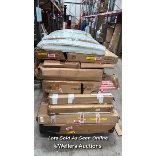 1006 - PALLET OF MIXED FLAT PACKED FURNITURE / SEE IMAGES FOR CONTENTS AND CONDITION / COLLECTION FROM DART... 