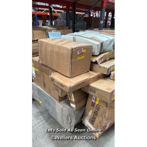 1007 - PALLET OF MIXED FLAT PACKED FURNITURE / SEE IMAGES FOR CONTENTS AND CONDITION / COLLECTION FROM DART... 