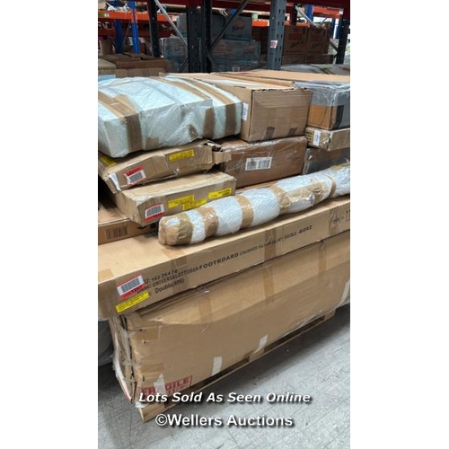 1007 - PALLET OF MIXED FLAT PACKED FURNITURE / SEE IMAGES FOR CONTENTS AND CONDITION / COLLECTION FROM DART... 