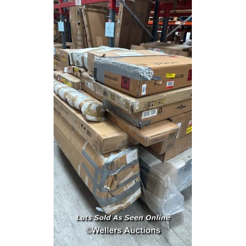 1007 - PALLET OF MIXED FLAT PACKED FURNITURE / SEE IMAGES FOR CONTENTS AND CONDITION / COLLECTION FROM DART... 