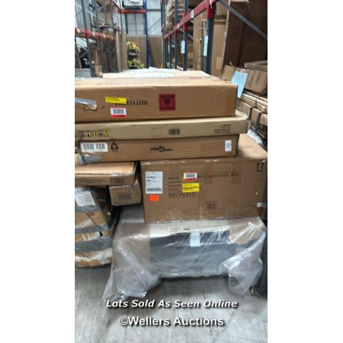 1007 - PALLET OF MIXED FLAT PACKED FURNITURE / SEE IMAGES FOR CONTENTS AND CONDITION / COLLECTION FROM DART... 