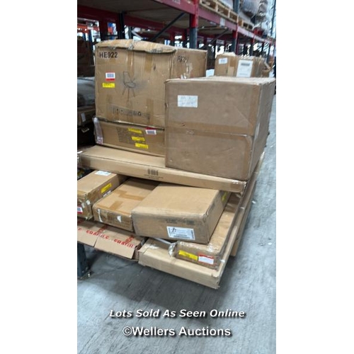 1008 - PALLET OF MIXED FLAT PACKED FURNITURE / SEE IMAGES FOR CONTENTS AND CONDITION / COLLECTION FROM DART... 