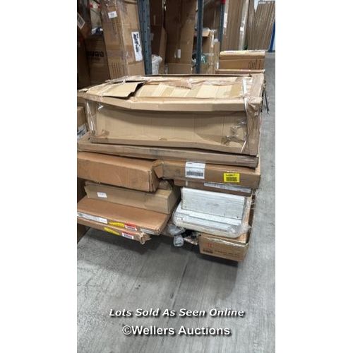 1009 - PALLET OF MIXED FLAT PACKED FURNITURE / SEE IMAGES FOR CONTENTS AND CONDITION / COLLECTION FROM DART... 