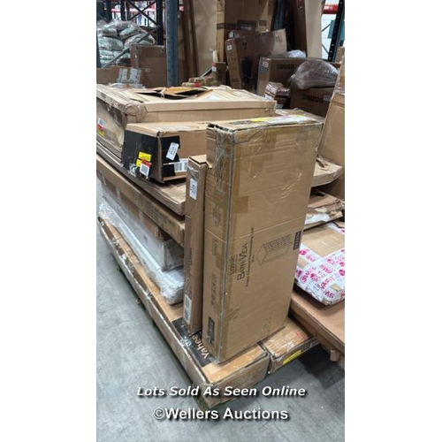 1009 - PALLET OF MIXED FLAT PACKED FURNITURE / SEE IMAGES FOR CONTENTS AND CONDITION / COLLECTION FROM DART... 