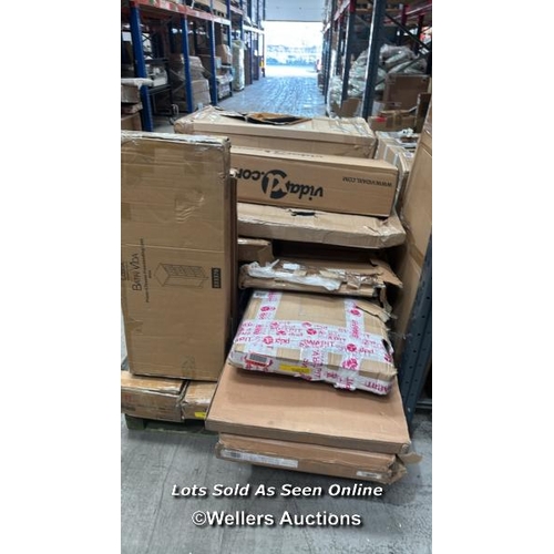 1009 - PALLET OF MIXED FLAT PACKED FURNITURE / SEE IMAGES FOR CONTENTS AND CONDITION / COLLECTION FROM DART... 