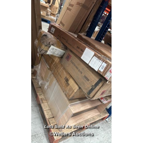 1010 - PALLET OF MIXED FLAT PACKED FURNITURE / SEE IMAGES FOR CONTENTS AND CONDITION / COLLECTION FROM DART... 