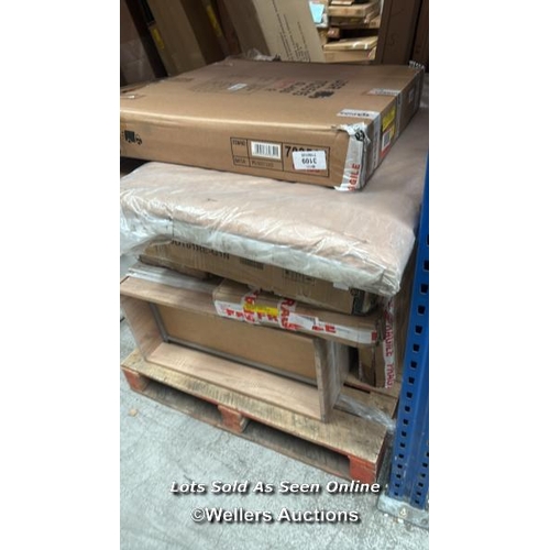 1010 - PALLET OF MIXED FLAT PACKED FURNITURE / SEE IMAGES FOR CONTENTS AND CONDITION / COLLECTION FROM DART... 