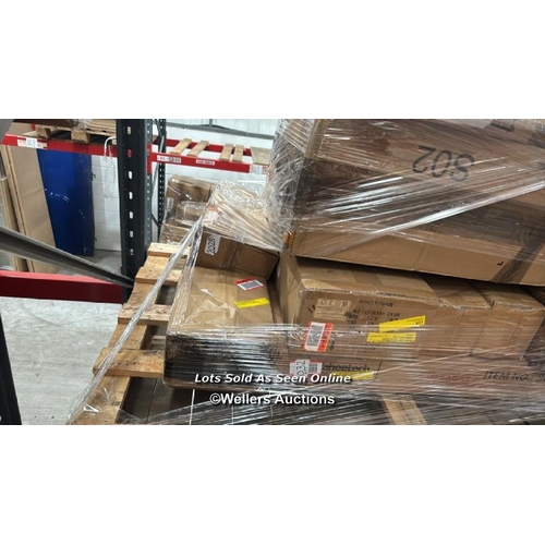 1012 - PALLET OF MIXED FLAT PACKED FURNITURE / SEE IMAGES FOR CONTENTS AND CONDITION / COLLECTION FROM DART... 