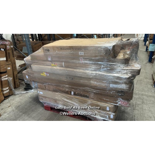 1014 - PALLET OF MIXED FLAT PACKED FURNITURE / SEE IMAGES FOR CONTENTS AND CONDITION / COLLECTION FROM DART... 