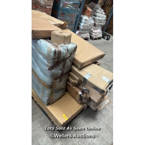 1015 - PALLET OF MIXED FLAT PACKED FURNITURE / SEE IMAGES FOR CONTENTS AND CONDITION / COLLECTION FROM DART... 