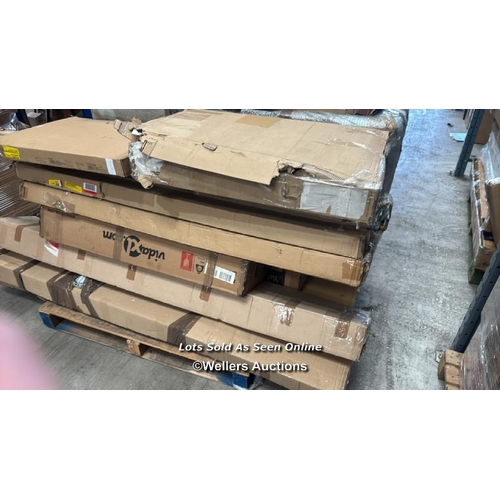 1015 - PALLET OF MIXED FLAT PACKED FURNITURE / SEE IMAGES FOR CONTENTS AND CONDITION / COLLECTION FROM DART... 