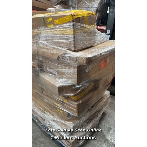 1017 - PALLET OF MIXED FLAT PACKED FURNITURE / SEE IMAGES FOR CONTENTS AND CONDITION / COLLECTION FROM DART... 