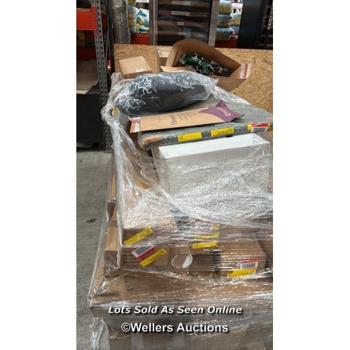 1019 - PALLET OF MIXED FLAT PACKED FURNITURE / SEE IMAGES FOR CONTENTS AND CONDITION / COLLECTION FROM DART... 