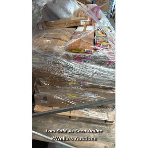 1022 - PALLET OF MIXED FLAT PACKED FURNITURE / SEE IMAGES FOR CONTENTS AND CONDITION / COLLECTION FROM DART... 