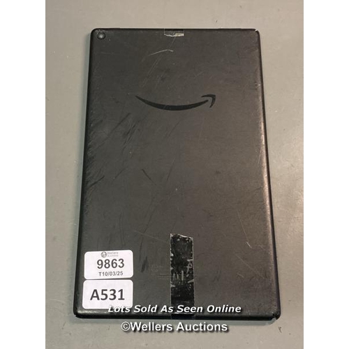 9863 - AMAZON TABLET MODEL-M2V3R5 (SCREEN DAMAGED&CORNER DAMAGED)