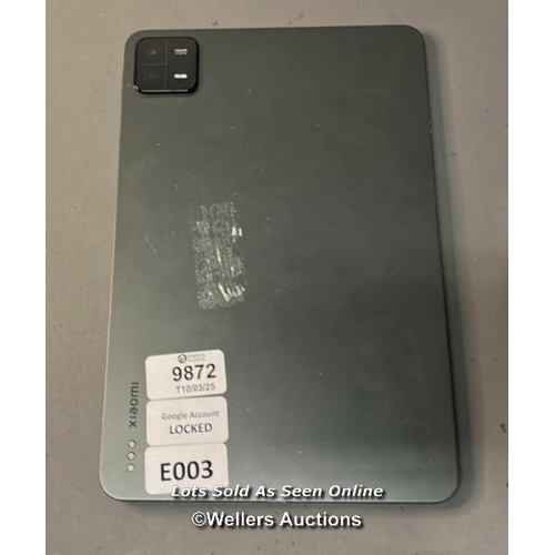 9872 - XIAOMI TABLET MODEL-23043RP34G (GOOGLE ACCOUNT LOCKED)