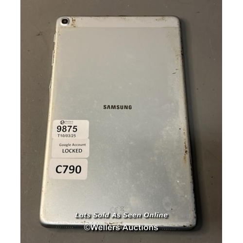 9875 - SAMSUNG TABLET SM-T510 / S/N:R52N80A7N2M (GOOGLE ACCOUNT LOCKED) (SCREEN DAMAGED)