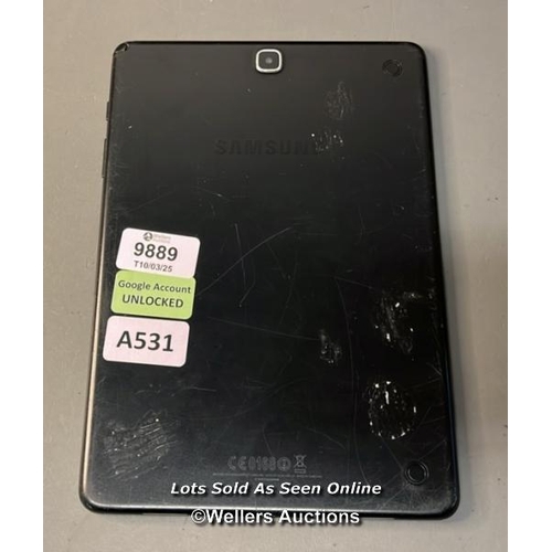 9889 - SAMSUNG TABLET SM-P550 / S/N:R52G60J6HHW (GOOGLE ACCOUNT UNLOCKED)