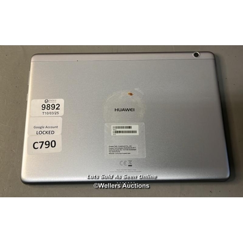 9892 - HUAWEI TABLET MODEL-AGS-W09 (GOOGLE ACCOUNT LOCKED)