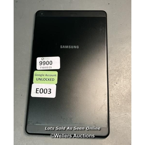 9900 - SAMSUNG TABLET SM-T290 / S/N:R9WN80KL88J (GOOGLE ACCOUNT UNLOCKED)