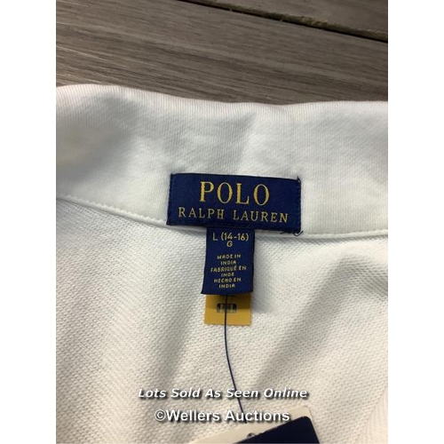 8065 - RRP: 89 - RALPH LAUREN POLO 1/4 ZIP LONG SLEEVE SWEATSHIRT / L / WHITE / SLIGHT STAIN COLLAR