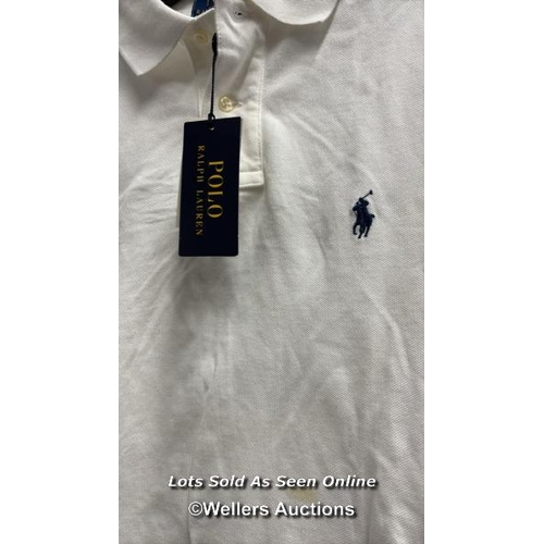 8160 - RRP: 119 - POLO RALPH LAUREN COTTON MESH CUSTOM-FIT POLO SHIRT / MEDIUM / STAIN ON FRONT