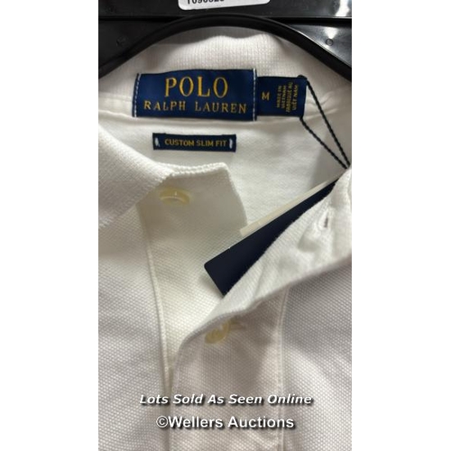 8160 - RRP: 119 - POLO RALPH LAUREN COTTON MESH CUSTOM-FIT POLO SHIRT / MEDIUM / STAIN ON FRONT