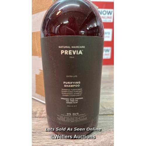 2458 - 6X NEW PREVIA ITALIAN NATURAL HAIRCARE - PURIFYING SHAMPOO - 1000ML