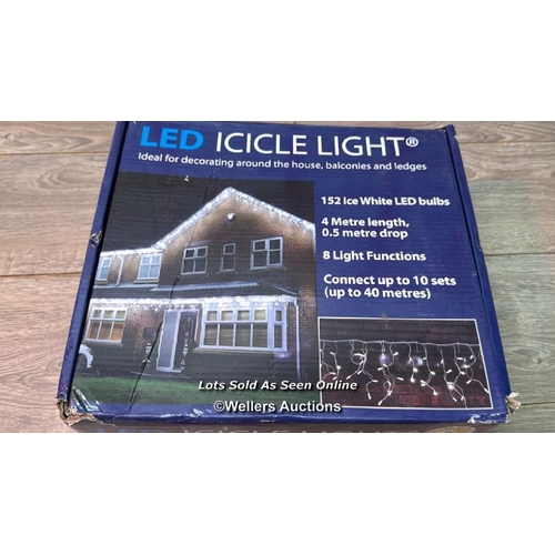 4008 - 4M LED ICICLE LIGHTS / POWERS UP / SIGNS OF USE / SEE IMAGES / E24