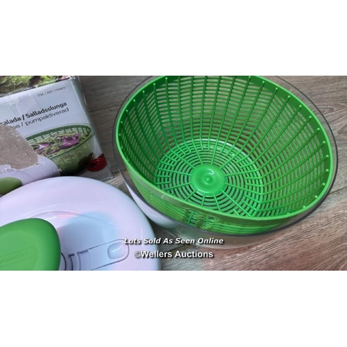 4013 - FARBERWARE PUMP ACTIVATED SALAD SPINNER / DENTED / SEE IMAGES / E24