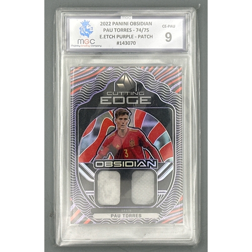 13 - A graded 2022 Panini Obsidian Football trading card, featuring Pau Torres and a section of match wor... 