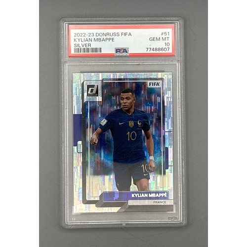 14 - A graded 2022-23 Panini Donruss FIFA football card featuring Kylian Mbappe, PSA graded 10. Viewing r... 