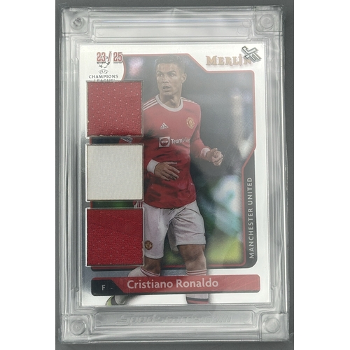 15 - A 2021-22 Topps Merlin UEFA Champions League football card edition number 23/25 featuring Cristiano ... 