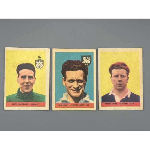 34 - Three 1950's A & B C football cards including Tom Finney no.29, Colin (Mac) Macdonald no.10 and Robe... 