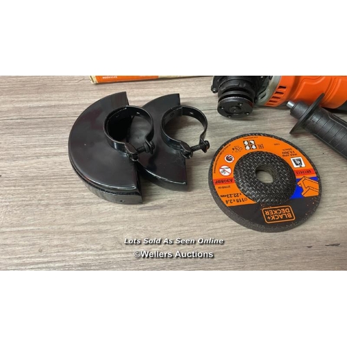 8005 - BLACK+DECKER 710 W GRINDER POWER TOOL 115 MM WITH 5 CUTTING DISCS, BEG010A5-GB / C30-C32