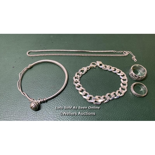 9743 - SILVER X5 INC.  BRACELET, CHAIN BRACELET, NECKLACE. SPINNING RING, WAVE RING