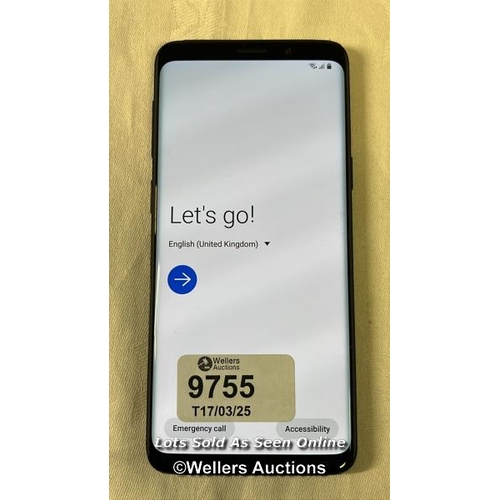 9755 - SAMSUNG GALAXY S9 DUAL/ SM-G960F/ MIDNIGHT BLACK/64GB/ IMEI-353467104009802 (GOOGLE ACCOUNT UNLOCKED... 