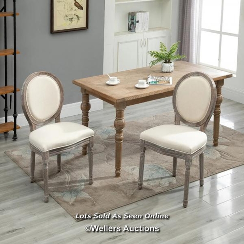 8060 - RRP: 159.99 - DINING CHAIRS SET OF 2, FRENCH-STYLE UPHOLSTERED KITCHEN CHAIRS WITH PADDED SEATS, WOO... 