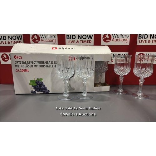 5012 - ALPINA PLASTIC WINE GLASSES SET OF 6-200ML PLASTIC GLASSES REUSABLE - WINE GLASS WITH CRYSTAL EFFECT... 