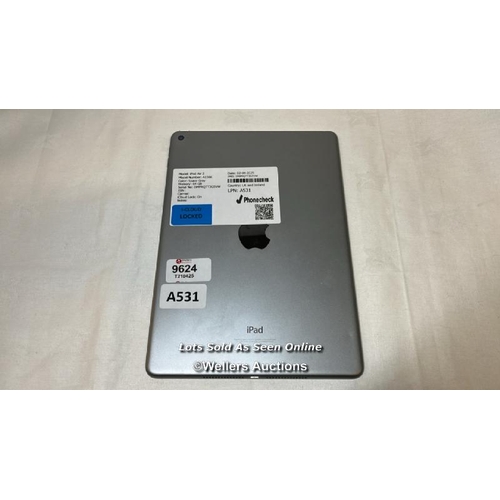 9624 - APPLE AIR 2 / A1566/ SPACE GREY/64GB/ IMEI-DMPRQTT3G5VW (I-CLOUD LOCKED)
