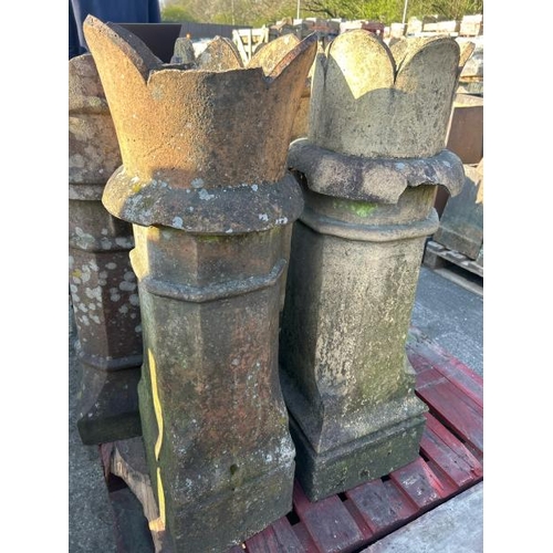 1416 - X2 Large petal top chimney pots, tallest measures approx 102cm H