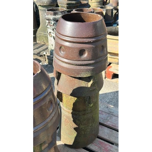 1531 - X2 Similar salt-glazed chimney pots, tallest measures approx 93cm H