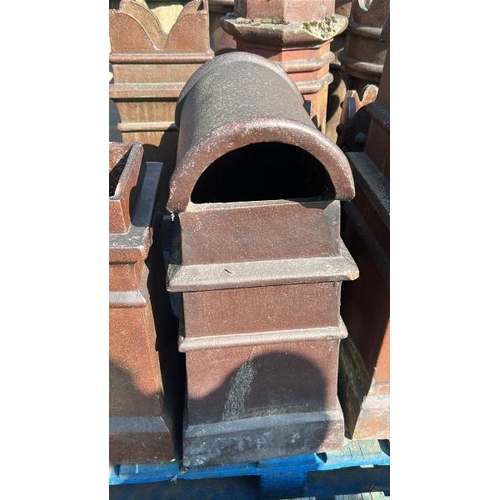 1558 - X3 Salt-glazed chimney pots on square based, tallest measures approx 80cm H