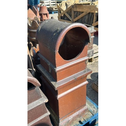 1558 - X3 Salt-glazed chimney pots on square based, tallest measures approx 80cm H