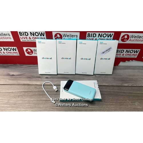8198 - 5X CHARMAST 10400MAH POWER BANKS - MODEL NO. W1056 / IN MOST CASES SHOWING MINIMAL SIGNS OF USE / G8