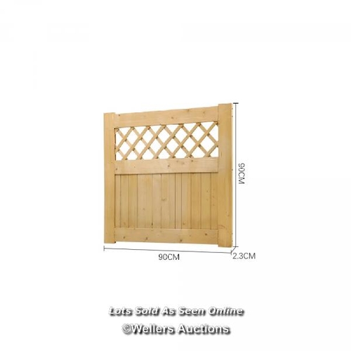 9045 - RRP: 103.99 - LARK MANOR CASTANO GARDEN WOOD FENCE GATE / SIZE: 90CM H X 90CM W X 2.3CM D / SEE IMAG... 
