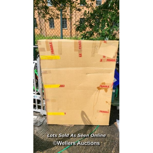 9058 - RRP: 84.99 - FAIRMONT PARK BLUE YELLOW ABSTRACT / SIZE: 122CM H X 81CM W X 3.8CM D, FORMAT: WRAPPED ... 
