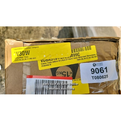 9061 - RRP: 79.99 - DAKOTA FIELDS ESER PATIO 5M W RETRACTABLE SIDE AWNING / COLOUR: GREY / SEE IMAGES / BOX... 